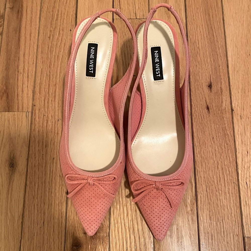 Nine West Suede Slingback Heels in Blush